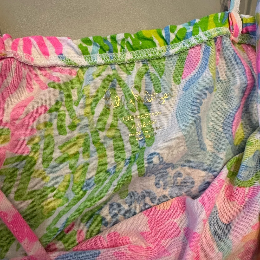 Lilly Pulitzer Girls XL (12-14) Floral Multicolor Romper Elastic Waist